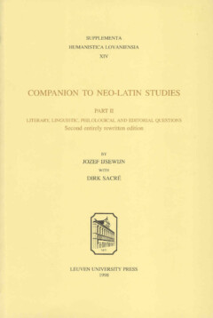 Book cover for the book Companion to Neo-Latin Studies