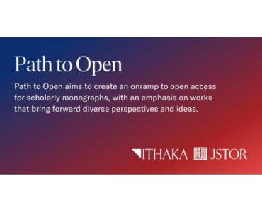blue/red background with description of Path to Open and JSTOR logo