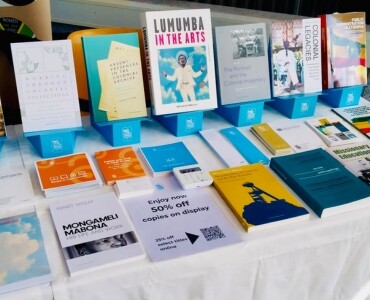 Table with books on display