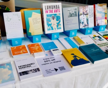 Table with books on display