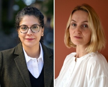 Two side-by-side professional headshot portraits