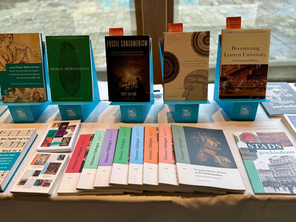 Leuven University Press books on display at a conference book exhibition